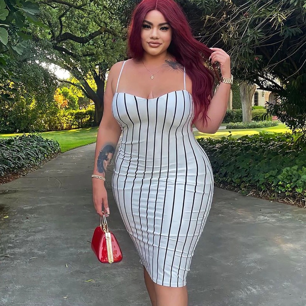 Never worn striped midi dress with sweetheart neckline